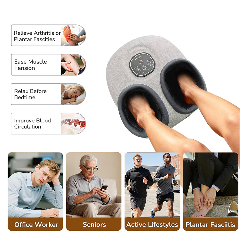 air Relax Compression Blood Circulation Foot Leg Massager Botas De Presoterapia Shiatsu Kneading Electric Rolling Foot Massager