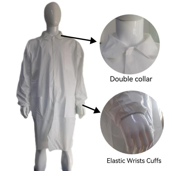 Microporous Nonwoven Uniform Waterproof Lab Coat For Doctors Nurses 117 X 135cm