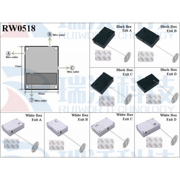 RW0518 Cuboid Anti Theft Pull Box With Dia 38mm Circular Sticky Metal Plate Factory Wholesale Security Solution