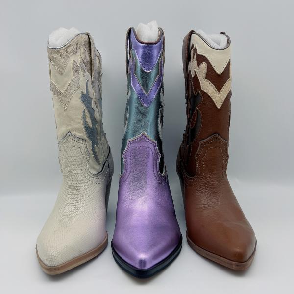 #6 - #11 Womens Leather Dress Boots Purple Ladies Pointed Toe Ankle Boots SGS