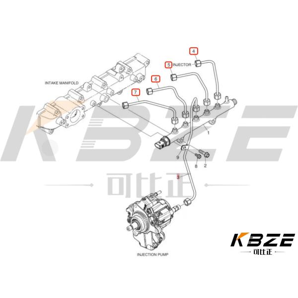 420208-00546 420208-00547 DOOSAN DX120 EXCAVATOR DAEWOO D34 DL03 ENGINE FUEL LINE 420208-00548 420208-00549