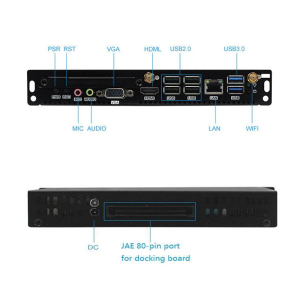 Ultra Thin OPS Mini PC 1 LAN 6 USB For Electronic Whiteboard 7th Gen I3-7100U I5-7200U I7-7500U