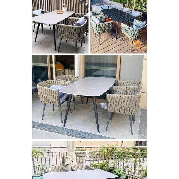 Leisure Patio Furniture Set With European Style PE Rattan Armchairs And Aluminium Table