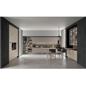 Новая модульная структура Матт деревянный и алюминиевый кухонный шкаф