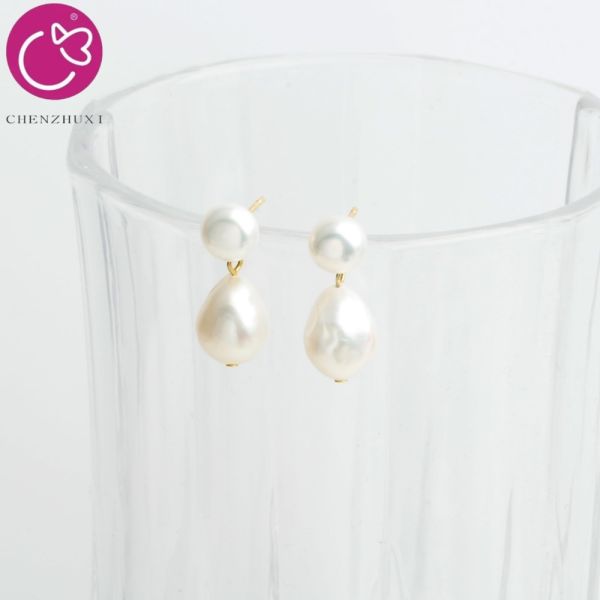 Hot Selling Plating Cute Bold Pearl Drop Earrings Vintage Baroque Pearl Beads Stud Earring