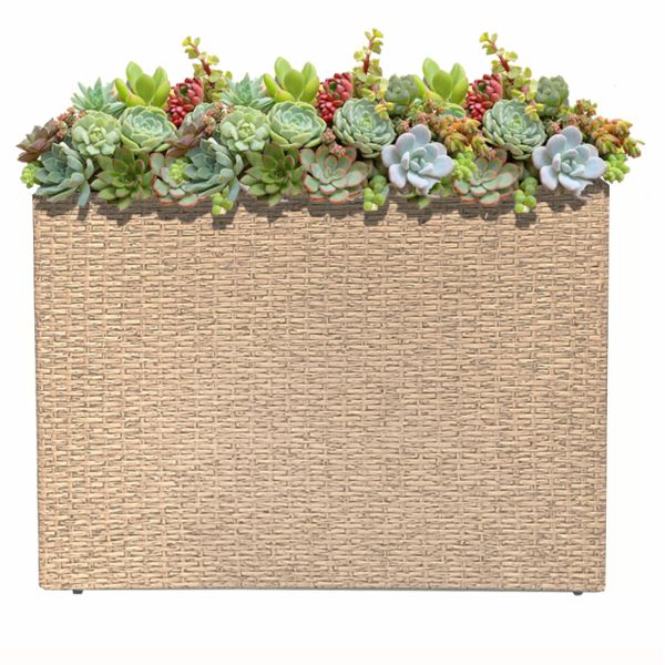 Metal Frame Poly Rattan Decorative Flower Planters Stand Garden Green Plant Flower Pots