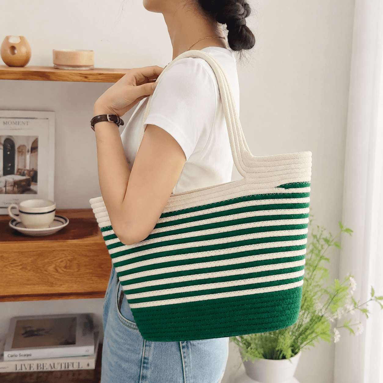 Eco-Friendly Braided Cotton Rope Beach Tote Bag | Custom OEM/ODM Shopping Storage Handbag