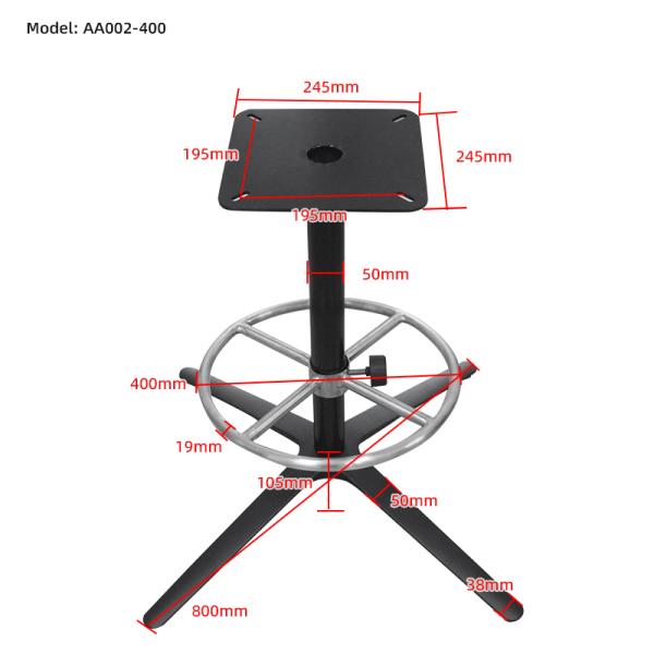 Modern Metal Bar Stool Accessories With Spray Black Color Stylish Square Plate And 400mm Bar Ring