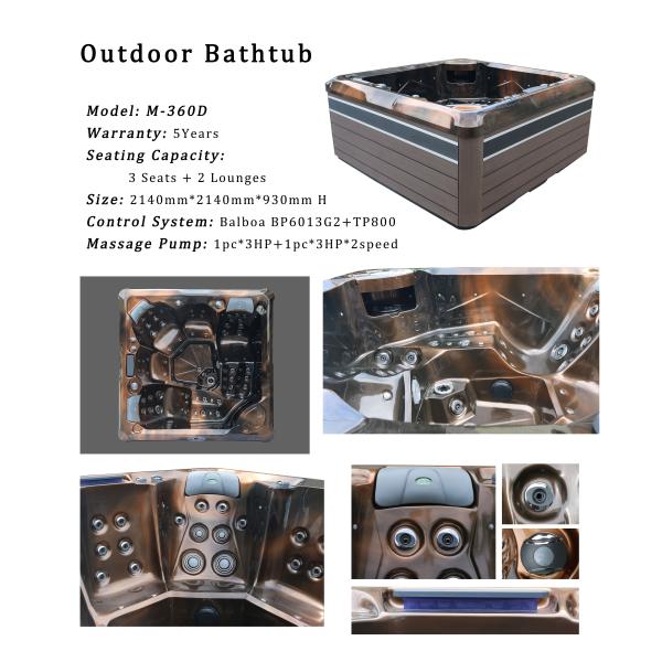 Ушат спа массажа M-360D на открытом воздухе американский акриловый с функцией Jacuzzzi для 5 людей