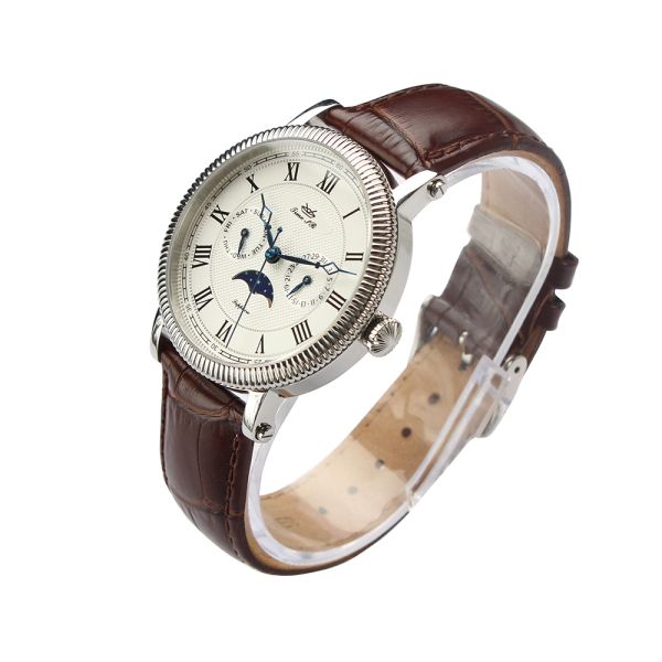 European-style Sapphire Crystal Moon Phase Quartz Watch