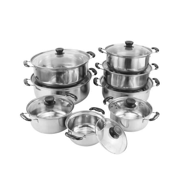 Cookware кухни 8pcs установил материал нержавеющей стали с ясной стеклянной крышкой