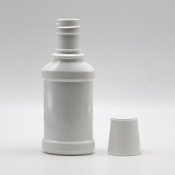 Белая пластиковая бутылка для полоскания рта с длинной шеей PET емкостью 250 мл и экрановой печатью