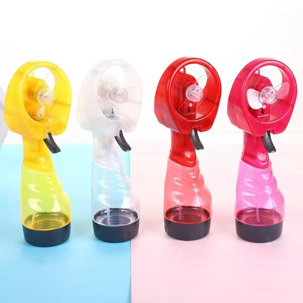 Battery Powered Summer Outdoor Travel Hand Held Standing Mini Portable Water Mist Spray Bottle Cooling Fan with Water Tank