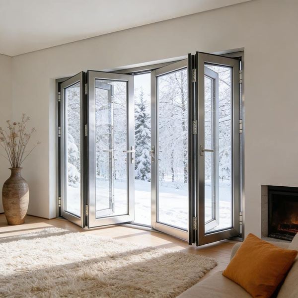OEM Aluminum Folding Door 5mm 20mm  Exterior Sliding Glass Door