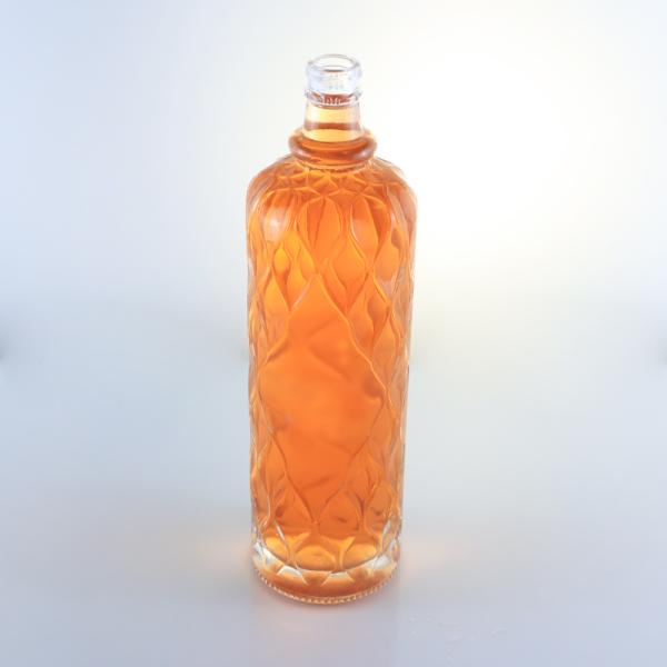 750ml Transparent Engraving Glass Bottle for Gin Rum Champagne Brandy Tequila Whisky Liquor