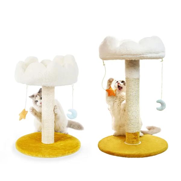 OEM/ODM Large Metal Frame Cat Tower with Yellow Flower Design Sisal Scratcher and Hammock