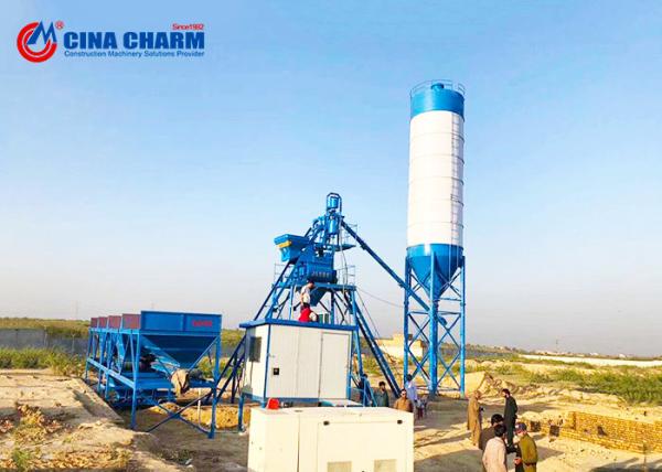 PLC Control 35m3/Hour concrete batch mix plant High Efficiency