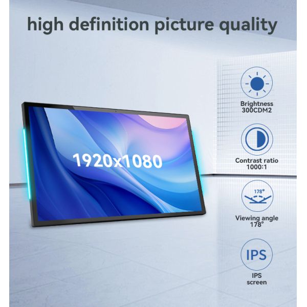 15.6 Inch RK3566 Quad Core Android Tablet PC with LED Light Bar for Wall Mounted Conference Room Use