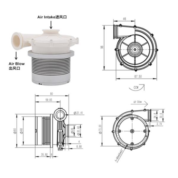 JUNQI 25kPa Brushless DC Blower Fan OWB9275 For Fuel Cell / Environmental Sampling