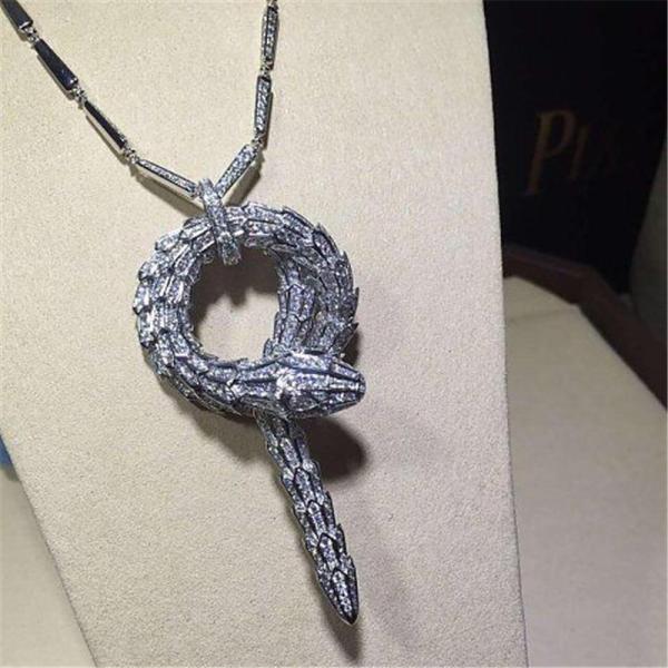 B Luxury jewelry factory high-qu Heavy diamond snake Necklace 18k gold white gold yellow gold rose gold diamond necklace