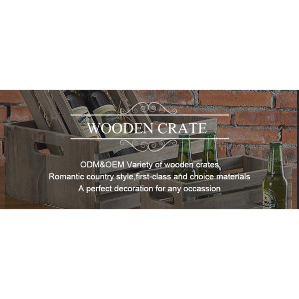 Home Decoration Wooden Crates with Handle in Brown Gray or Custom Color