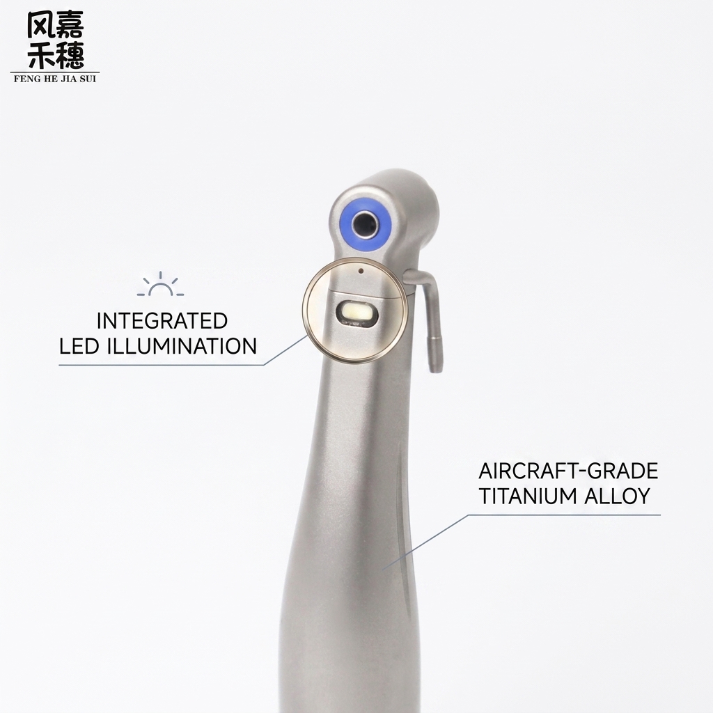 45 Degree Dental Surgical Handpiece with High-Precision Ceramic Ball Bearings and Rear Exhaust System for Precision Procedures