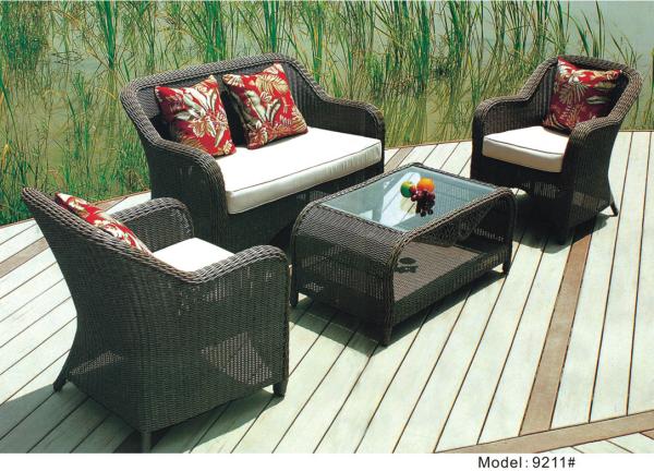 4-piece patio outdoor  resin Wicker classic Deep Seat Sofa with Cushion -9211