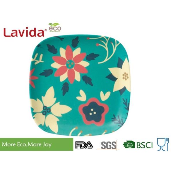 Thick and heavy Food Grade Christmas Bamboo Fibre square Food Plate Meal Serving dish Plastic dish