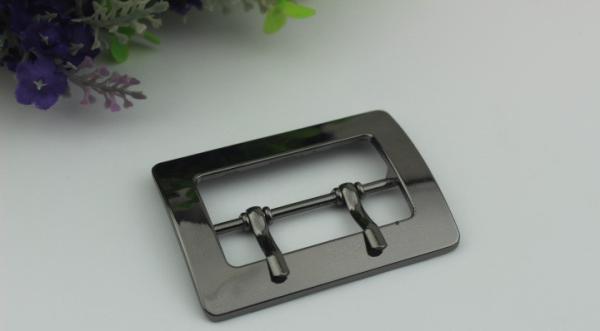 Handbag hardware accessories zinc alloy gunmetal color square 2 inch double pin belt buckle
