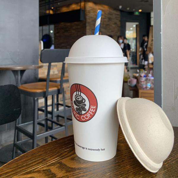 Disposable 80mm Dome Take Away Sugarcane Pulp 100% Biodegradable Paper Cup Lids 90mm Natur For Tea C
