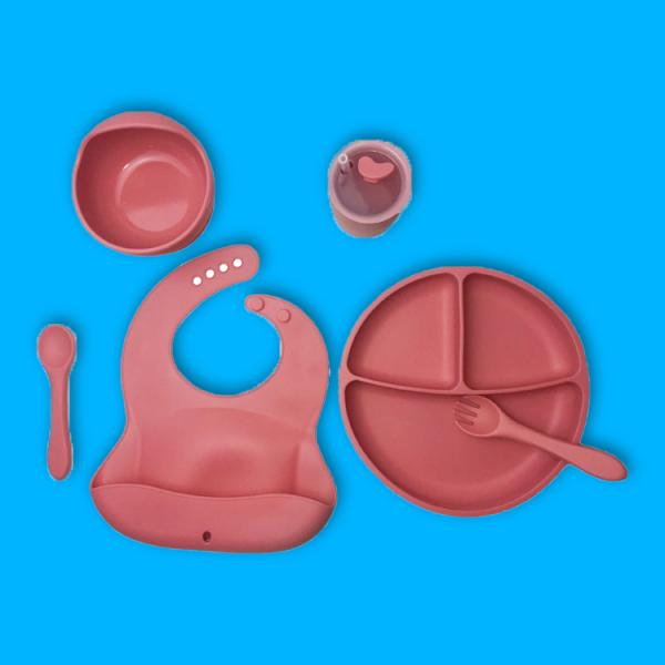 Eco Friendly Silicone Baby Feeding Plate BPA Free Infant Kids Suction Dinner Set