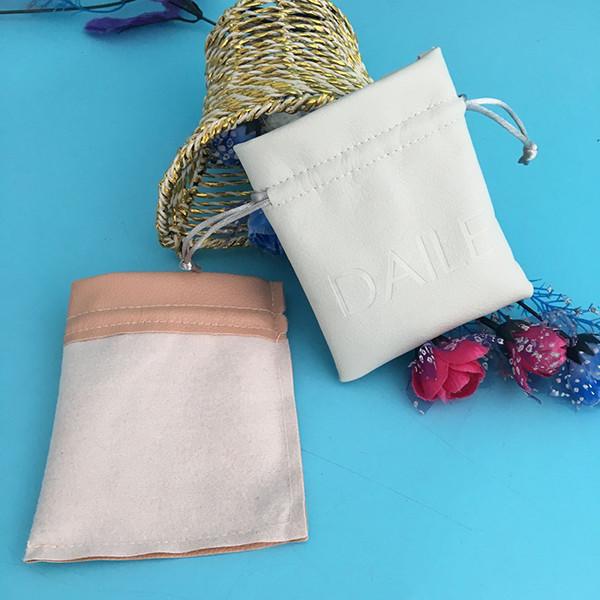Gift Jewelry Storage Bags  Custom Mini Travel Portable Logo Embossed PU Leather