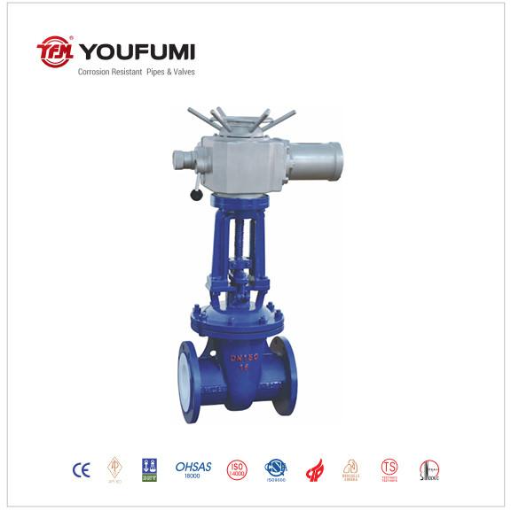 WCB PN16 PTFE Lined Gate Valve Pneumatic Actuator Operated Pharmaceutical Use