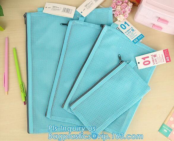 Document Bag with Zipper Storage Holder for Papers Stationery Student Gift, Customized stand up zipper plastic bag