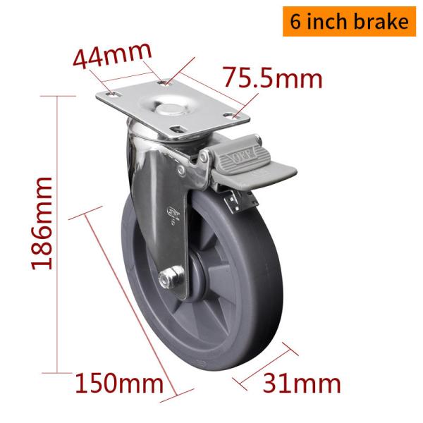 110kg Load Industrial Caster Wheels Chrome Coating Swivel Plate Caster
