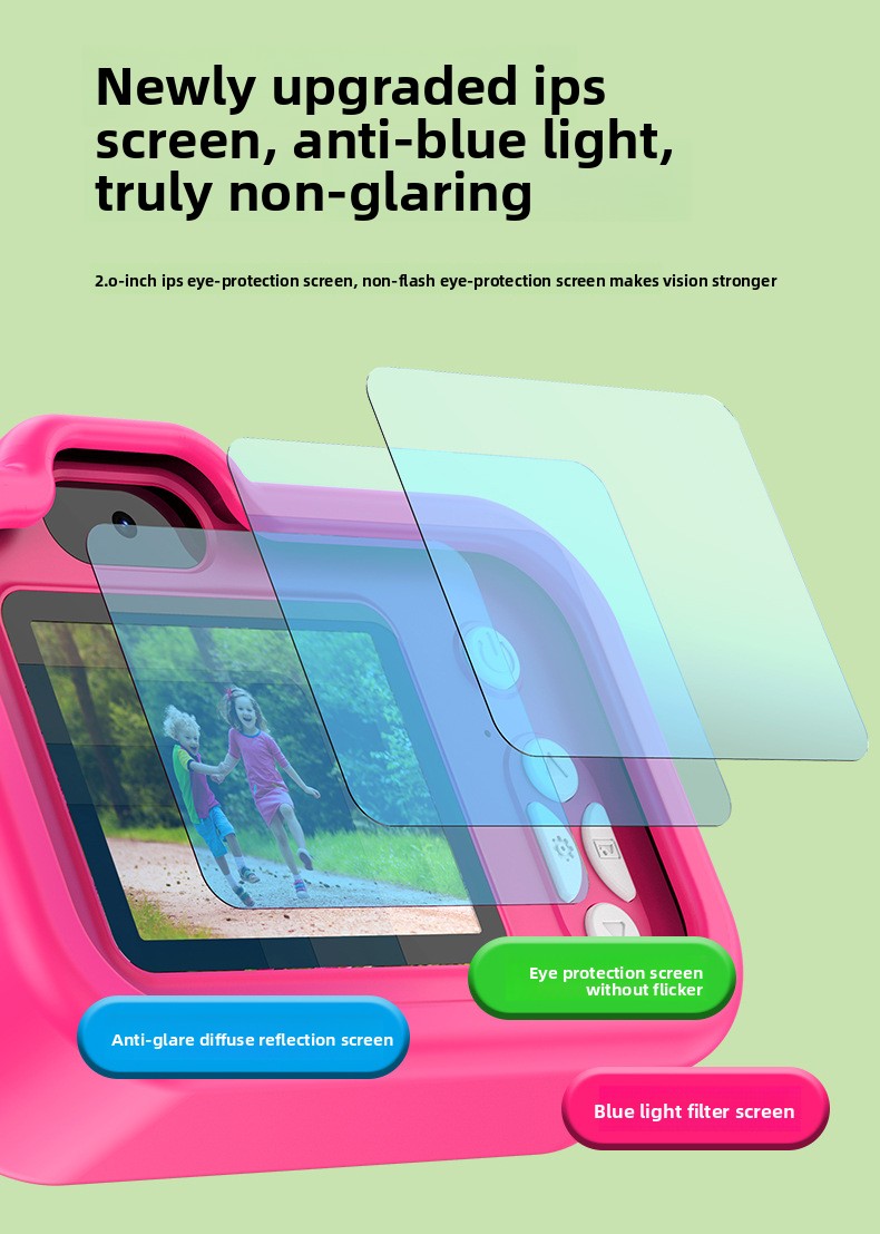 Children's Mini Camera 2-Inch Screen ABS Material Can Take Photos & Videos Play Games HD Children's Toy Cartoon Gift