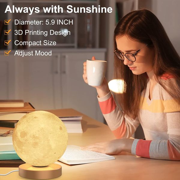 Remote Control Moon Shaped Lamp 16W LED Moon Lamp with 10000 Lux Light Therapy