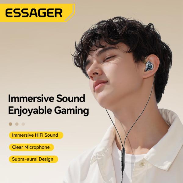 ESSAGER S25 Detachable In Ear Type C 3.5mm Gaming Wired Earphone With Mic