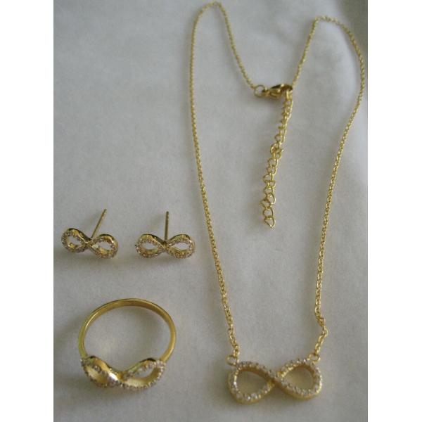 Tagor Jewelry High Quality Stainless Steel CNC Setting CZ Stones Eight Shape Jewelry Set