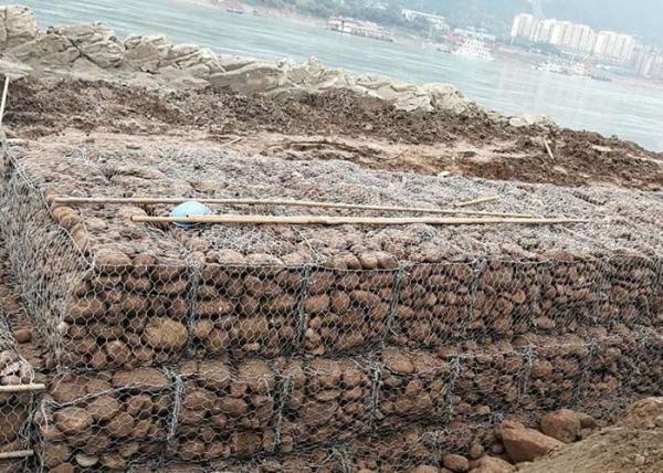 270g Zinc Coated Coastal Protection Woven Gabion Baskets Hexagonal Hole