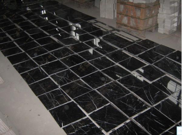 High Hardness Nero Marquina Marble Slab , Natural Nero Black Marble Tile