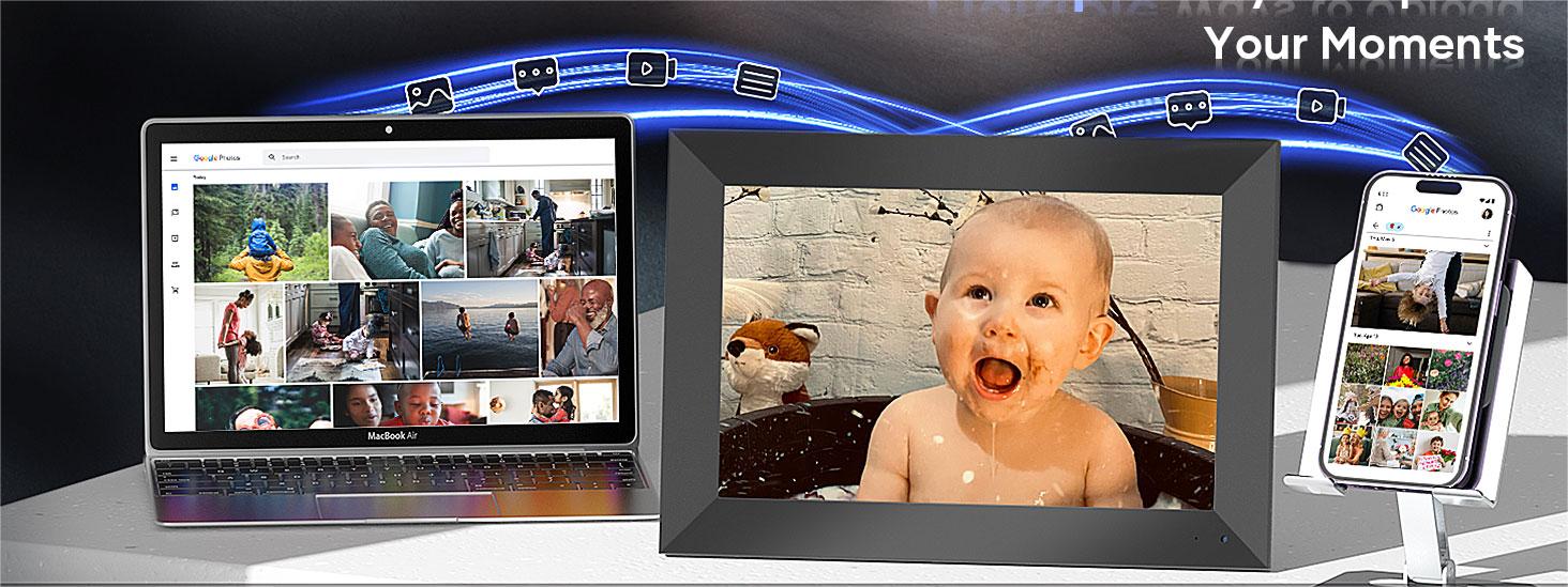 10.1 дюймовый легкий цифровой фотокадр с прозрачным дисплеем NFT и портом USB2.0