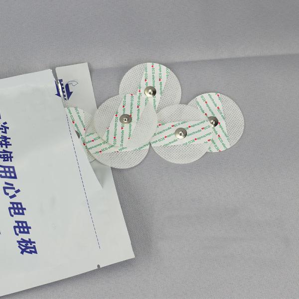 Disposable Round Ecg Electrodes Lead Wire AgCI Sensor White Foam Nonwoven Pad