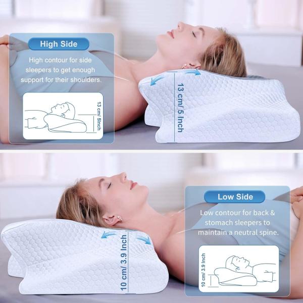 Memory Foam Filling Cervical Pillow for Neck Soft Silk Orthopedic Support Bed Pillows