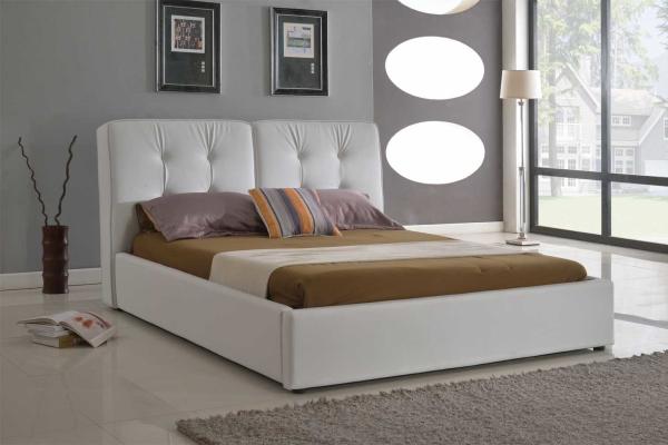 Antiwear White Modern Queen Size Bed Multipurpose 231x180x119.5CM