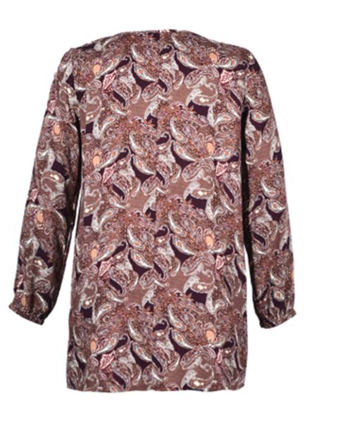Round Neck Womens Plus Size Blouses Printed Long Blouse In 100% Viscose