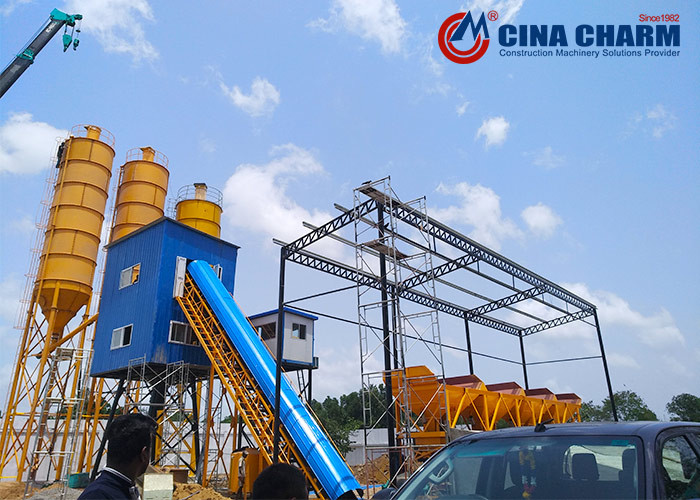 Неподвижный завод смешивания подъема 90m3/H 4x10m3 хоппера готовый
