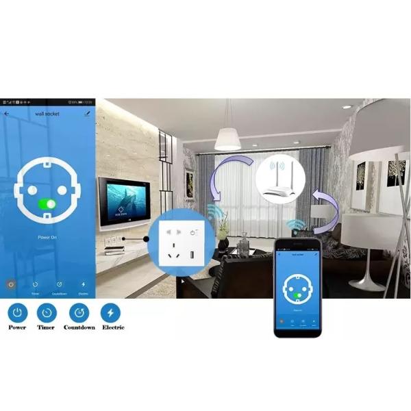 Smart Home Wall Socket Electric Mobile Phone Operation Voice Function Remote Assistance Plug Charger