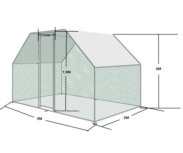 6.67' Chicken Coop Galvanized Metal Hen House Large Rabbit Hutch Poultry Cage Backyard with Cover Walk in Chicken Cage