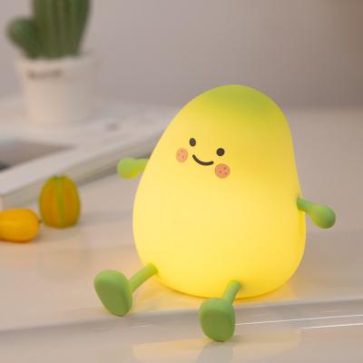 Cute Night Light For Kids Mango Sleep Lamp Warm Light Bedroom Decor Kids Night Light Silicone Baby Nursery Night Light